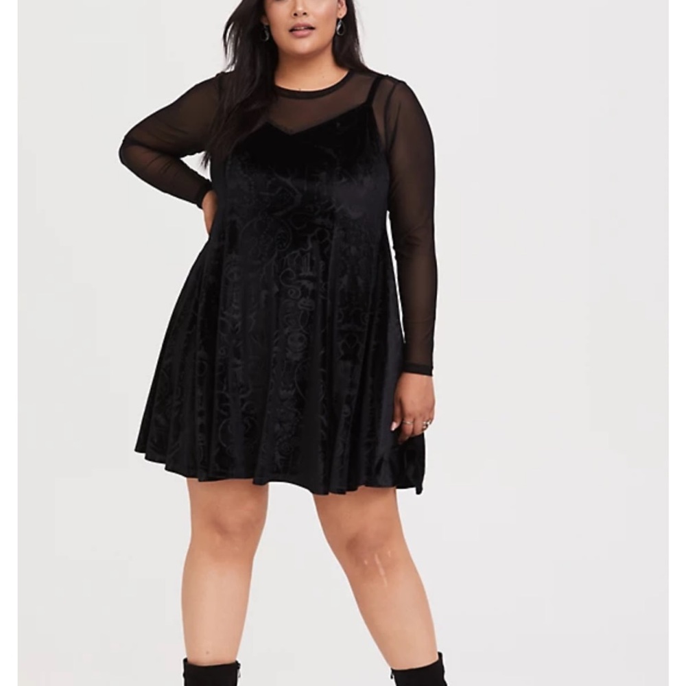 Nightmare Before Christmas Torrid Black Velvet Slip Dress